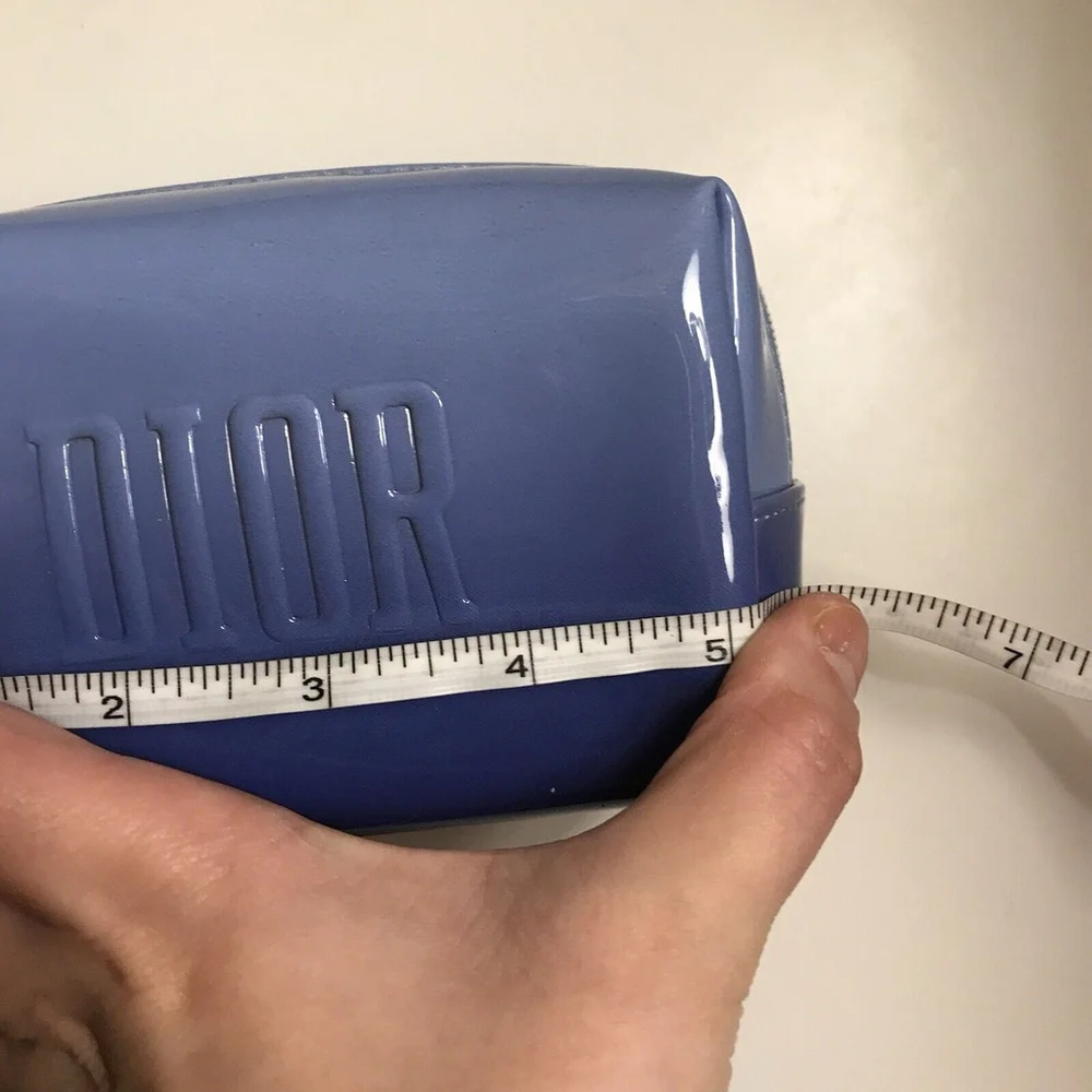 DIOR BLUE OMBRE EMBOSSED LOGO STAR ZIP top bag makeup cosmetic bag
